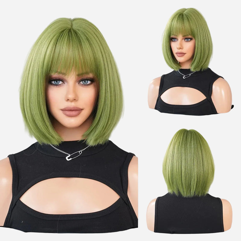 perruque-verte-carre-pas-cher