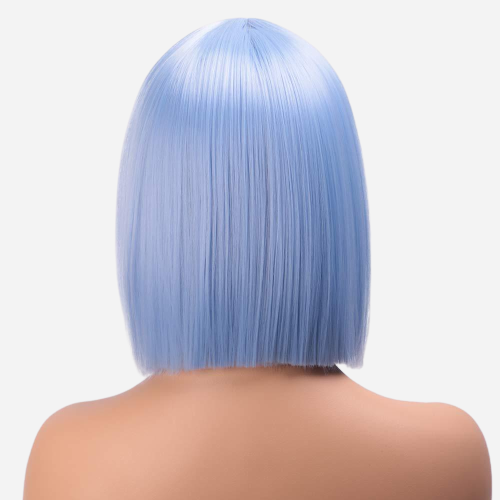 perruque avec les cheveux synthetique bleu