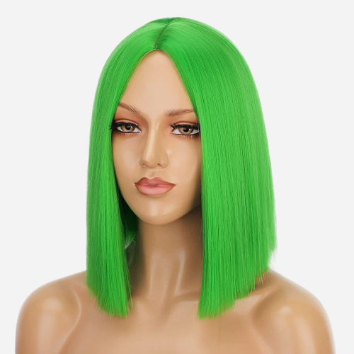 perruque courte avec les cheveux vert