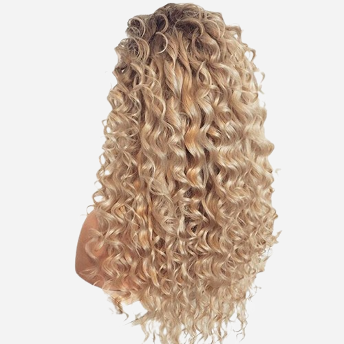 Perruque blonde aux cheveux boucle