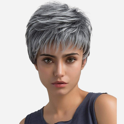 Perruques de cheveux humains sel et poivre Perruques de cheveux humains sel et poivre
