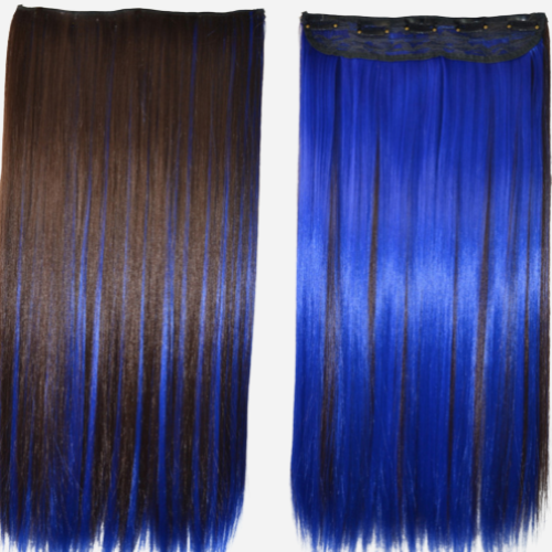 extension cheveux a clips bleu