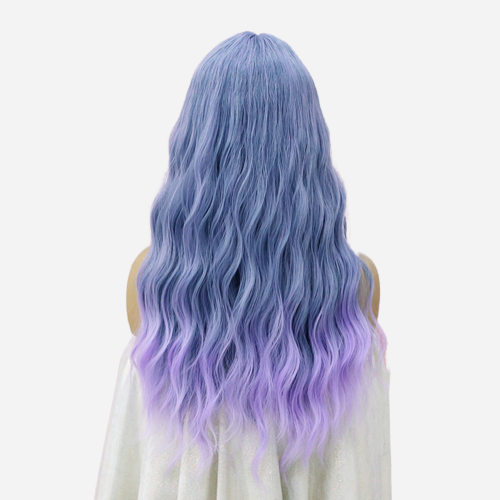perruque ondulee violette