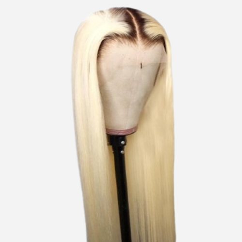 perruque longue blonde avec des racine brune