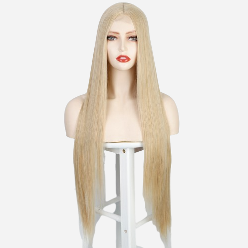 perruque blonde doré avec une petit lace frontale