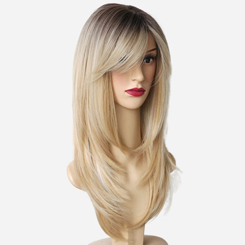 perruque blonde avec une coupe degrade