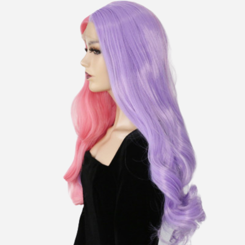 perruque slipt hair rose et violet