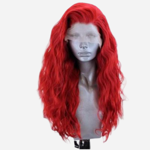perruque aux cheveux rouge boucle