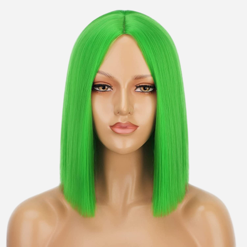perruque courte avec les cheveux vert